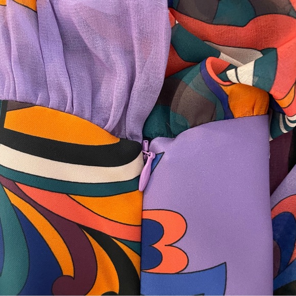 ZARA Pucci Mini Dress Sheer Long Sleeve Top Skirt Slit Multicolor, Women’s Small - Picture 10 of 17